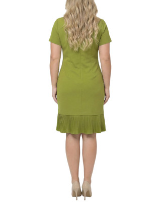 Thumbnail 3: Ny Collection Plus Solid Pleat Hem Short Sleeve Dress 