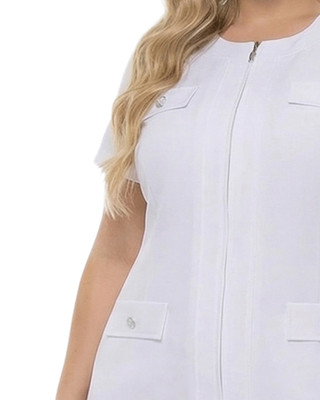 Thumbnail 4: Ny Collection Plus Solid Pleat Hem Short Sleeve Dress 