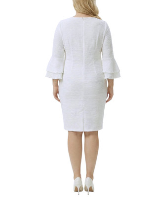 Thumbnail 2: Ny Collection Plus Solid Textured Knit Bell Sleeve Dress 