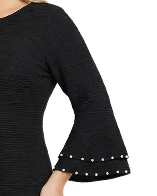 Thumbnail 3: Ny Collection Plus Solid Textured Knit Bell Sleeve Dress 