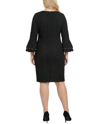 Thumbnail 4: Ny Collection Plus Solid Textured Knit Bell Sleeve Dress 