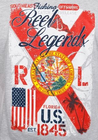 Thumbnail 4: REEL LEGENDS Men's Short Sleeve Florida Flag Graphic Tee 