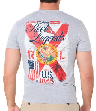 Thumbnail 5: REEL LEGENDS Men's Short Sleeve Florida Flag Graphic Tee 