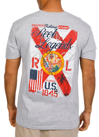 Thumbnail 1: REEL LEGENDS Men's Short Sleeve Florida Flag Graphic Tee 