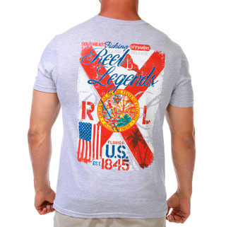 Thumbnail 2: REEL LEGENDS Men's Short Sleeve Florida Flag Graphic Tee 