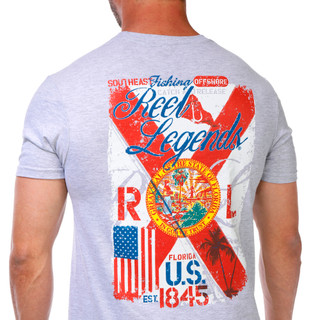 Thumbnail 9: REEL LEGENDS Men's Short Sleeve Florida Flag Graphic Tee 