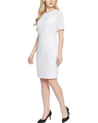 Thumbnail 2: Ny Collection Women's Solid Slim Plisse Pleated Sleeve Dress 
