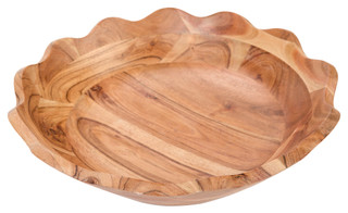 Thumbnail 2: TOTAL HOME LTD  15 In Wooden Scalloped Edge Serving Bowl 