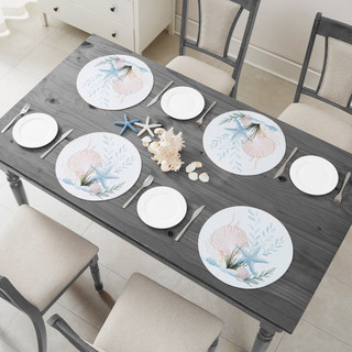 Thumbnail 2: AVANTI 4 Pc. Starfish Woven Braided Round Placemats Set 