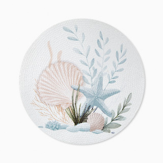 Thumbnail 3: AVANTI 4 Pc. Starfish Woven Braided Round Placemats Set 