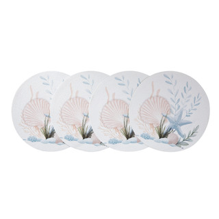 Thumbnail 1: AVANTI 4 Pc. Starfish Woven Braided Round Placemats Set 