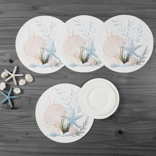 Thumbnail 4: AVANTI 4 Pc. Starfish Woven Braided Round Placemats Set 