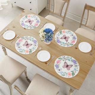 Thumbnail 4: AVANTI 4 Pc. Meadow Woven Braided Round Placemats Set  