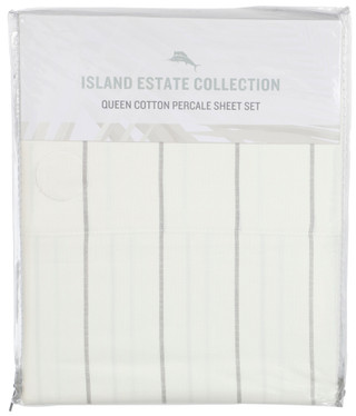 Thumbnail 1: TOMMY BAHAMA Queen Size 4 Pc Palm Stripe Sheet Set 