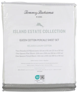 Thumbnail 2: TOMMY BAHAMA Queen Size 4 Pc Palm Stripe Sheet Set 