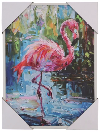 Thumbnail 1: 24x18 Textured Flamingo Framed Canvas 