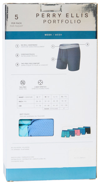 Thumbnail 8: Perry Ellis Men's 5 Pk Mesh Boxer Briefs 