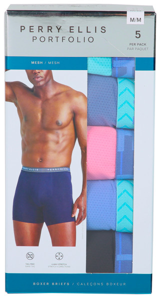 Thumbnail 4: Perry Ellis Men's 5 Pk Mesh Boxer Briefs 