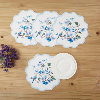 Thumbnail 3: AVANTI 4 Pc.  Bluebird Woven Braided Round Placemats  