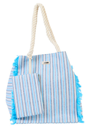 Thumbnail 1: Sun N' Sand Striped & Fringed Beach Tote with Purse 