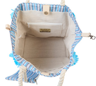 Thumbnail 2: Sun N' Sand Striped & Fringed Beach Tote with Purse 