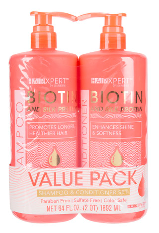 Thumbnail 1: SJ CREATIONS 2 Pc 32 oz Biotin & Silk Protein Shampoo & Conditioner Set 