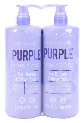 Thumbnail 2: SJ Professional 2 Pk 32 oz Purple Shampoo & Conditioner Set 