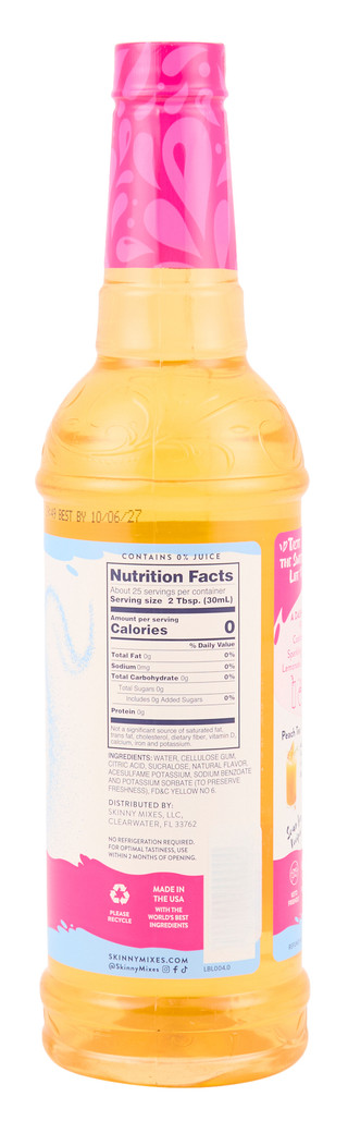 Thumbnail 2: Jordan's Skinny Mixes 25.4 oz Peach Sugar Free Drink Syrup 