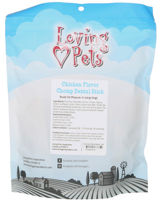 Thumbnail 2: Loving Pets 16 oz Chicken Flavor Chomp Dental Stick Dog Treat 