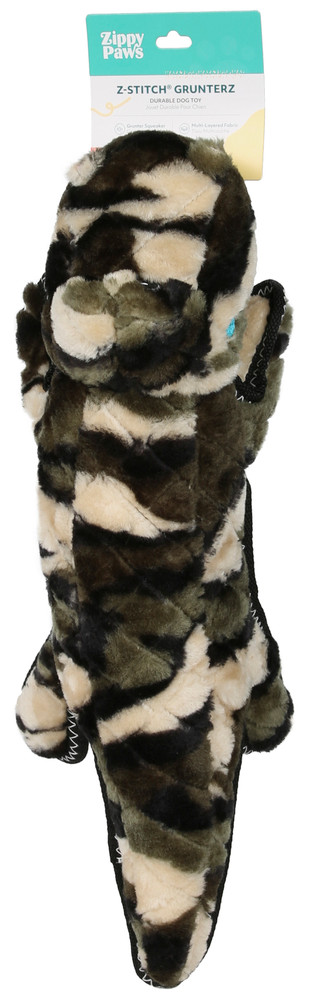 Thumbnail 1: Zippy Paws 19 In Z-Stitch Grunterz Camo Gator Dog Toy 