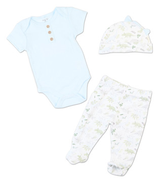Thumbnail 1: Le Top Baby Boys 3 Pc Dino Bodysuit & Pants Set 