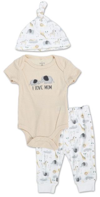 Thumbnail 1: Le Top Baby Boy 3 Pc Safari Bodysuit Set 
