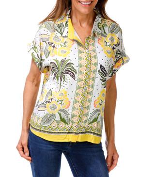 Thumbnail 1: FIGUEROA & FLOWER Women's Short Sleeve Finley Ray Button Down Top 
