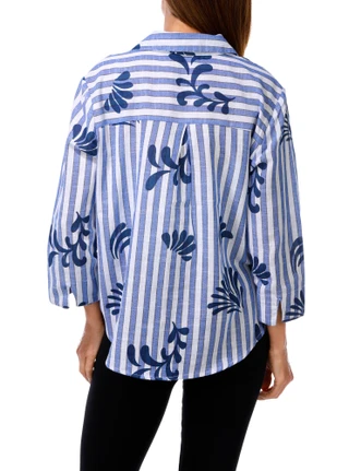 Thumbnail 2: UNIQUE SPECTRUM Women's Stripe Button Down Top  