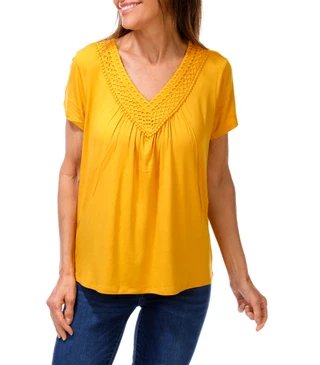 Thumbnail 1: RIO & RIAN Women's Crochet V-Neck Top 
