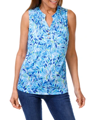 Thumbnail 1: Stella Parker Women's Smocked Neck Tank Top 