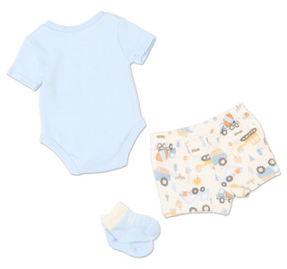 Thumbnail 3: Baby Essentials Baby Boys 3 Pc Daddy's Little Man Bodysuit & Shorts Set 