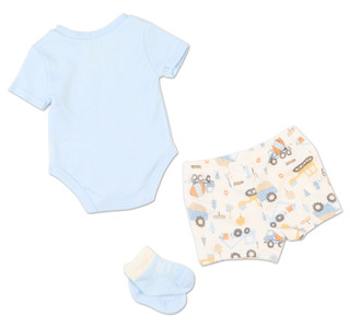 Thumbnail 4: Baby Essentials Baby Boys 3 Pc Daddy's Little Man Bodysuit & Shorts Set 
