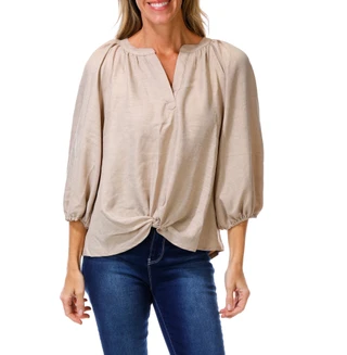 Thumbnail 1: Chenault Women's 3/4 Sleeve Split Neck Top 