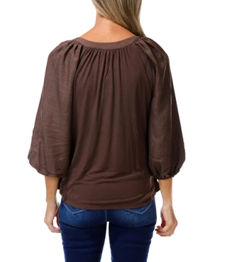 Thumbnail 2: Chenault Women's 3/4 Sleeve Split Neck Top 