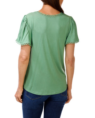 Thumbnail 2: RIO & RIAN Women's Flutter Sleeve V-Neck Top 
