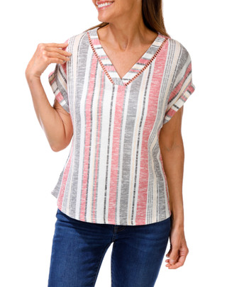 Thumbnail 1: DAISY & COCO Women's Petite Stripe Print Top  