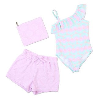 Thumbnail 1: B TWEEN Little Girls 3 Pc Swimsuit with Shorts & Bag Set 