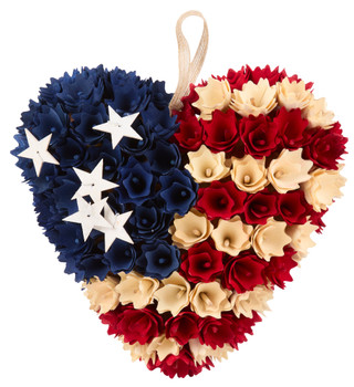 Thumbnail 1: SPECIAL T IMPORTS 10x10 Wood Americana Heart Wreath 