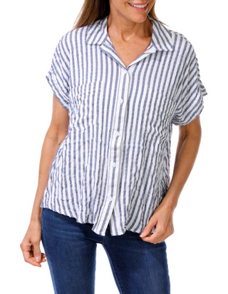 Thumbnail 1: Beach Lunch Lounge Women's Stripe 2 Pocket Button Down Top  