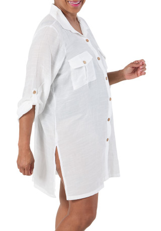 Thumbnail 5: SHORE LIFE Women's Plus Solid Slub Swim Coverup 