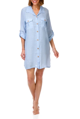 Thumbnail 1: SHORE LIFE Women's Button Down 2 Pocket Swimsuit Coverup 