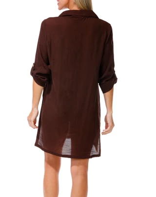 Thumbnail 2: SHORE LIFE Women's Button Down 2 Pocket Swimsuit Coverup 