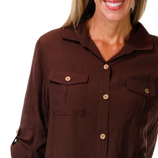 Thumbnail 3: SHORE LIFE Women's Button Down 2 Pocket Swimsuit Coverup 