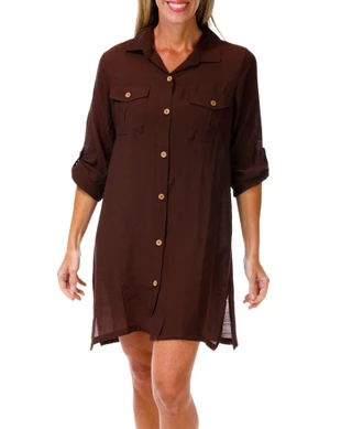 Thumbnail 1: SHORE LIFE Women's Button Down 2 Pocket Swimsuit Coverup 
